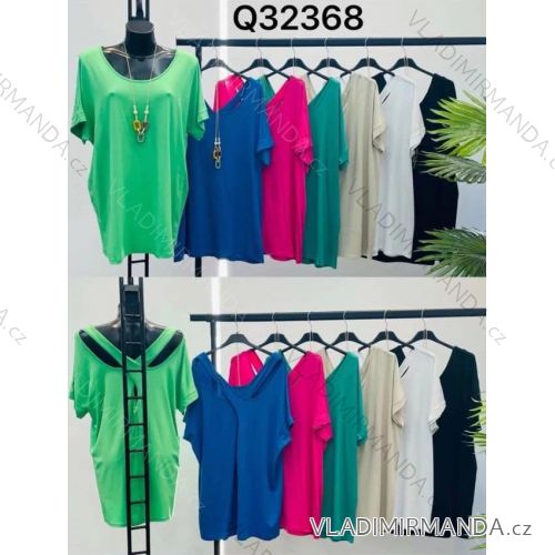 Tunika oversize s príveskom krátky rukáv rukáv dámska nadrozmer (XL/2XLONE SIZE) TALIANSKA MÓDA IMM22Q32368