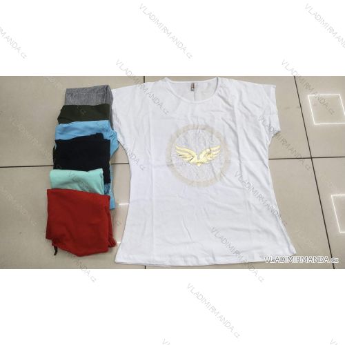 Tričko krátky rukáv dámske nadrozmer (2XL-4XL) TURECKÁ MÓDA TMWG22GYA0477