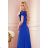310-3 LIDIA dlhé šaty s výstrihom a volánmi - Royal Blue