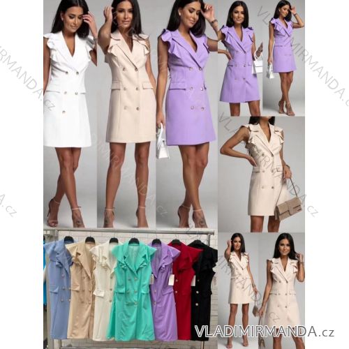 Šaty kabátikovej elegantný krátky rukáv dámske (S/M ONE SIZE) TALIANSKA MÓDA IMWOP22OP0322