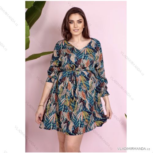 Šaty dlhý rukáv dámske nadrozmer (2XL-4XL) POLSKÁ MÓDA PMLE22KIRAA