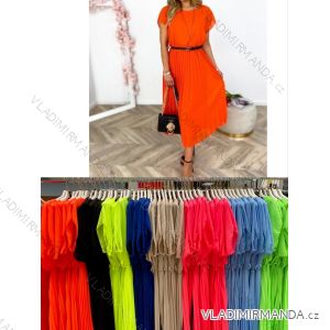 Šaty letné s opaskom krátky rukáv dámske (S/M ONE SIZE) TALIANSKA MÓDA IMWOP22OP0301