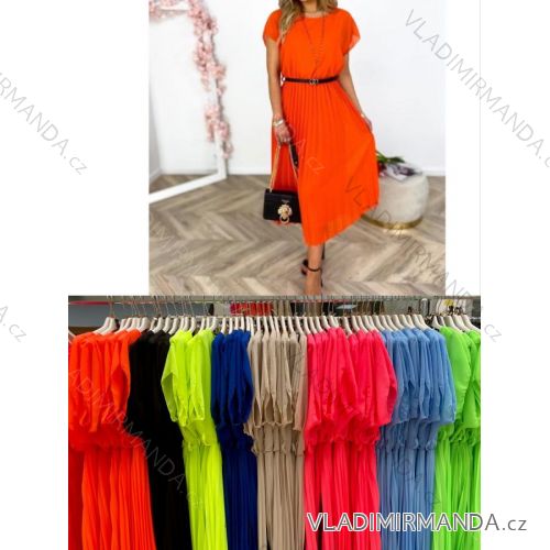 Šaty letné s opaskom krátky rukáv dámske (S/M ONE SIZE) TALIANSKA MÓDA IMWOP22OP0301