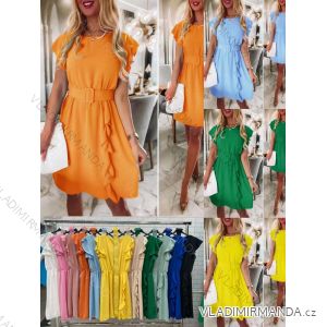 Šaty letné s opaskom krátky rukáv dámske (S/M ONE SIZE) TALIANSKA MÓDA IMWOP22OP0298