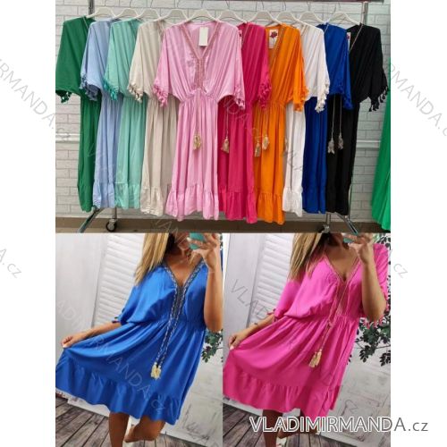 Šaty letné krátky rukáv dámske (S/M ONE SIZE) TALIANSKA MÓDA IMWOP22OP0294