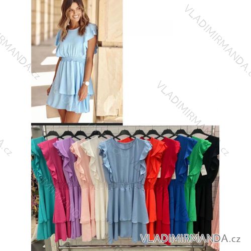 Šaty letné s volánikmi bez rukávov dámske (S/M ONE SIZE) TALIANSKA MÓDA IMWOP22OP0130