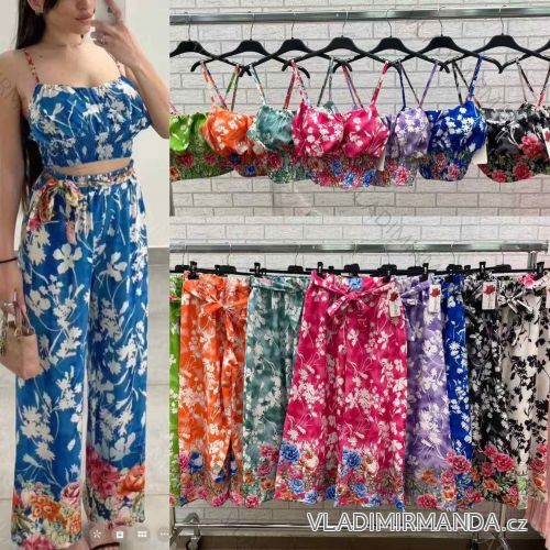 Súprava letný top na ramienka a nohavice dámska (S/M ONE SIZE) TALIANSKA MÓDA IMWOP22OP0125