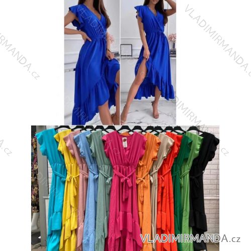 Šaty dlhé letné krátky rukáv dámske (S/M ONE SIZE) TALIANSKA MÓDA IMWOP22OP094