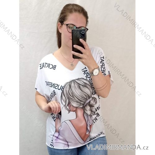 Tunika oversize krátky rukáv dámska nadrozmer (XL/2XL/3XL ONE SIZE) TALIANSKA MÓDA IMB22061