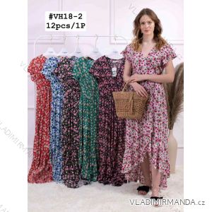 Šaty dlhé letné krátky rukáv dámske (M-2XL) TALIANSKA MÓDA IMWE22WH18-2