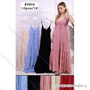 Šaty dlhé letné na ramienka dámske (M-2XL) TALIANSKA MÓDA IMWE22WH06