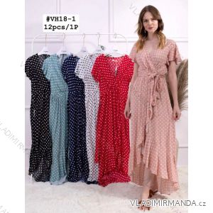 Šaty dlhé letné krátky rukáv dámske (M-2XL) TALIANSKA MÓDA IMWE22WH18-1