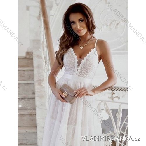 Šaty tylové krajkové letné na ramienka dámske (S/M ONE SIZE) TALIANSKA MÓDA IMWA222449