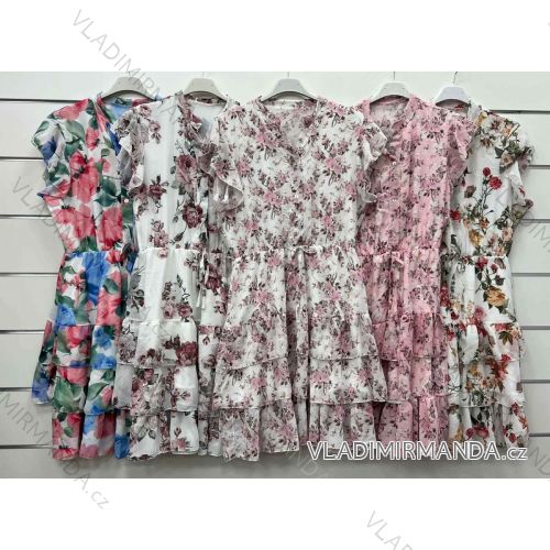 Šaty letné šifónové krátky rukáv dámske (S/M ONE SIZE) TALIANSKA MÓDA IMWC222499