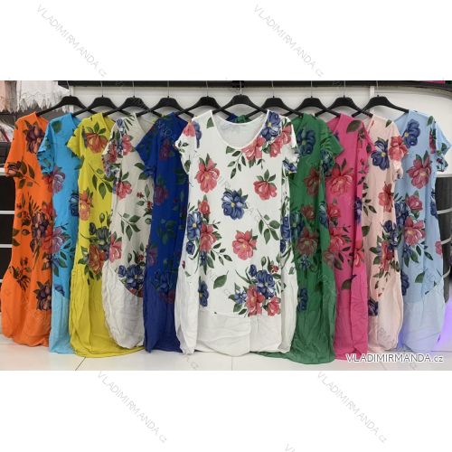 Šaty bavlnené krátky rukáv dámske nadrozmer (XL/2XL ONE SIZE) TALIANSKA MÓDA IMWD222518