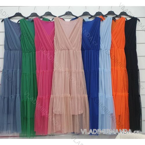 Šaty dlhé tylové bez rukávov dámske (S/M ONE SIZE) TALIANSKA MÓDA IMWA222542