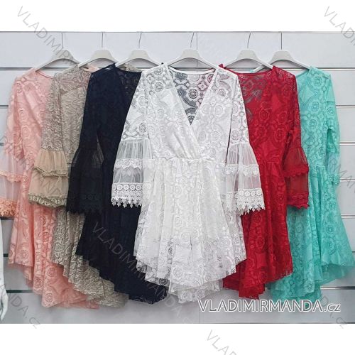 Šaty letné krajkové krátky rukáv dámske (S/M ONE SIZE) TALIANSKA MÓDA IMWA222543