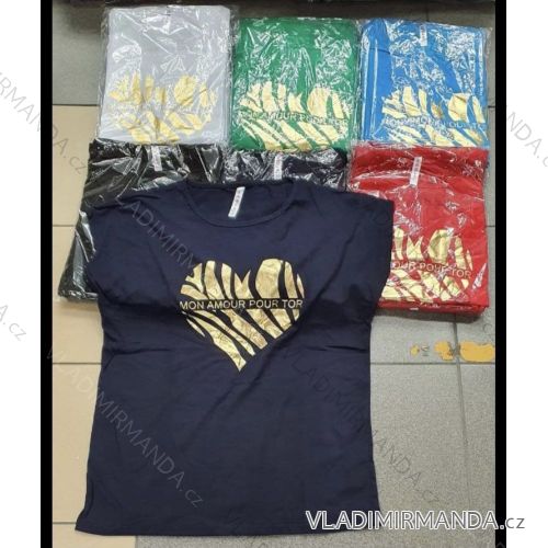 Tričko krátky rukáv dámske nadrozmer (2XL-4XL) TURECKÁ MÓDA TMWG22GYA0516
