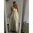 Šaty dlhé saténové na ramienka dámske Elisabet (XS/S/M/L ONE SIZE) TALIANSKA MÓDA IMM22360 biela