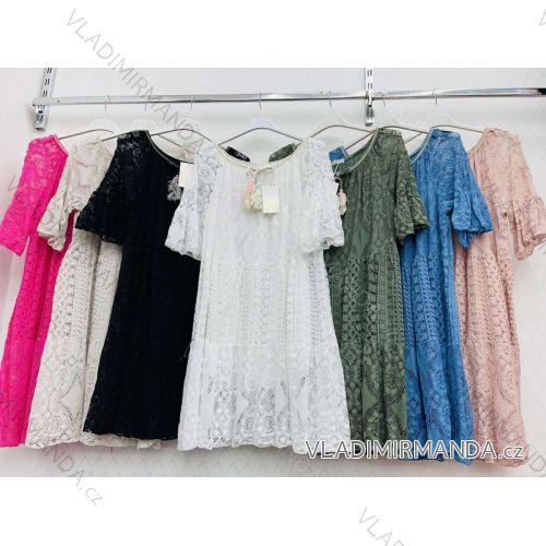 Šaty letné krajkové krátky rukáv dámske nadrozmer (L/XL/2XL ONE SIZE) TALIANSKA MÓDA IMWD222600