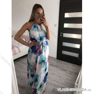 Šaty dlhé letné šifónové na ramienka dámske (S/M/L ONE SIZE) TALIANSKA MÓDA IMC22411/DR