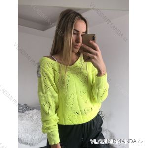 Sveter pletený tenký dlhý rukáv dámsky neon (S / M ONE SIZE) TALIANSKÁ MÓDA IM4211876