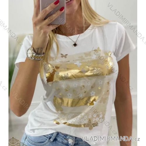 Tričko krátky rukáv dámske (S/M ONE SIZE) TALIANSKA MÓDA IMM22770