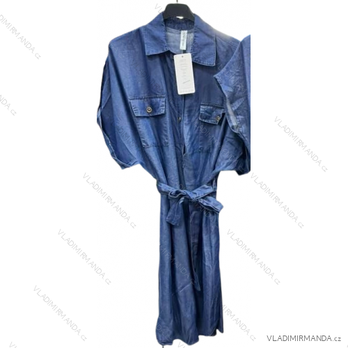 Šaty riflové košeľové krátky rukáv letné dámske (S/M ONE SIZE) TALIANSKA MÓDA IMM22816