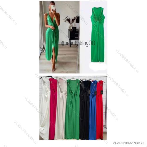 Šaty letné dlhé elegantné bez rukávov dámske (S/M ONE SIZE) TALIANSKA MÓDA IMWOP22OP0381
