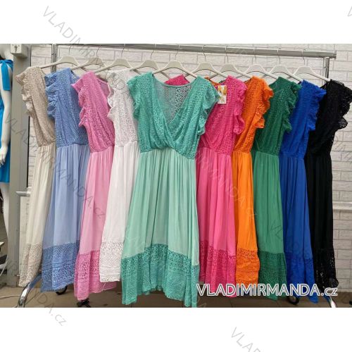 Šaty letné krajkové krátky rukáv dámske (S/M ONE SIZE) TALIANSKA MÓDA IMWOP22OP0342