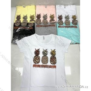 Tričko krátky rukáv dámske (M-XL) TURECKÁ MÓDA TMWG22GYA0673