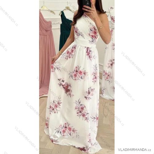 Šaty dlhé letné elegantné šifónové bez rukávov dámske (S/M ONE SIZE) TALIANSKA MÓDA IMWY22162