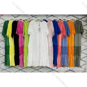Šaty letné volnočasové krajkové krátky rukáv dámske nadrozmer (L/XL ONE SIZE) TALIANSKA MÓDA IMWD222675