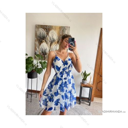 Šaty letné na ramienka dámske (S/M ONE SIZE) TALIANSKA MÓDA IMPBB22P3317