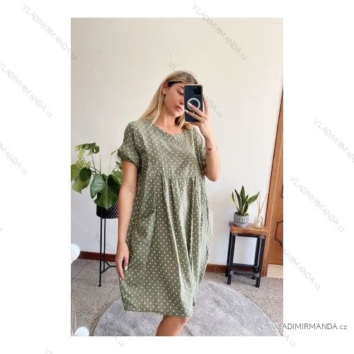 Šaty letné krátky rukáv dámske bodka (S/M ONE SIZE) TALIANSKA MÓDA IMPBB22pua5961k