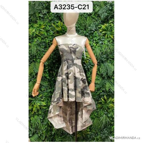 Šaty letné bez rukávu dámske maskáč (S/M ONE SIZE) TALIANSKA MÓDA IMPBR22A3235-C21