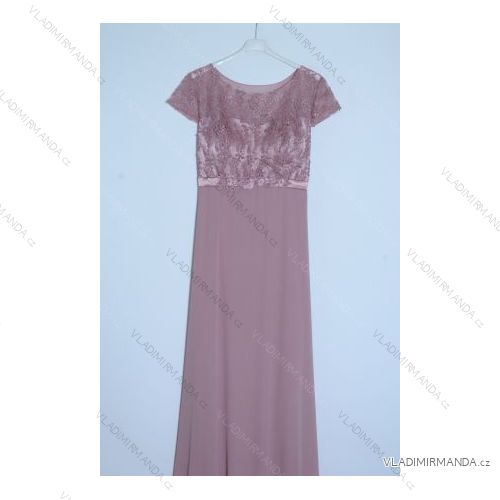 Šaty dlhé spoločenské elegantné letné krátky rukáv dámske (S/M ONE SIZE) TALIANSKA MÓDA IMPSH2280100