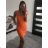 Šaty úpletové letné bez rukávov dámske (S/M ONE SIZE) TALIANSKA MÓDA IM722078/DR oranožvá S/M