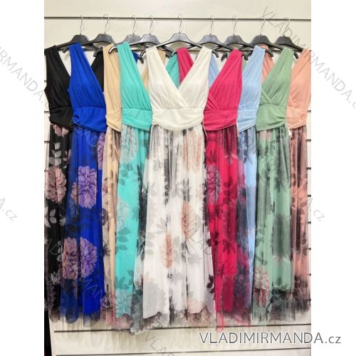 Šaty dlhé spoločenské elegantné letné bez rukávov dámske (S/M ONE SIZE) TALIANSKA MÓDA IMPSH222007B
