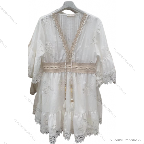 Šaty letné krajkové krátky rukáv dámske (S/M ONE SIZE) TALIANSKA MÓDA IMM22846