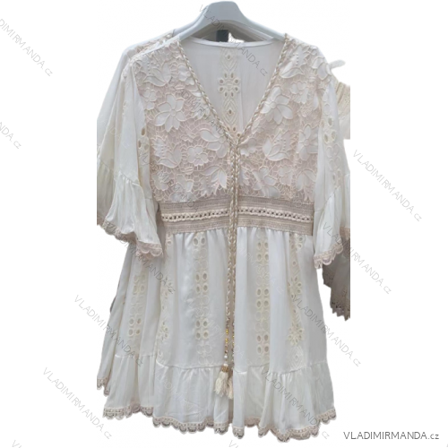 Šaty letné krajkové krátky rukáv dámske (S/M ONE SIZE) TALIANSKA MÓDA IMM22851