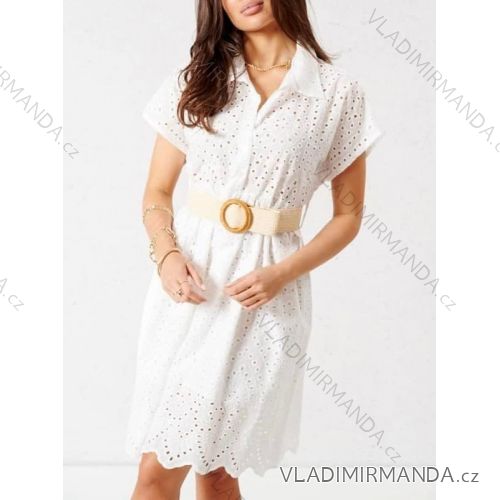 Šaty letné krajkové košeľové krátky rukáv dámske (S/M ONE SIZE) TALIANSKA MÓDA IMM22SY12166