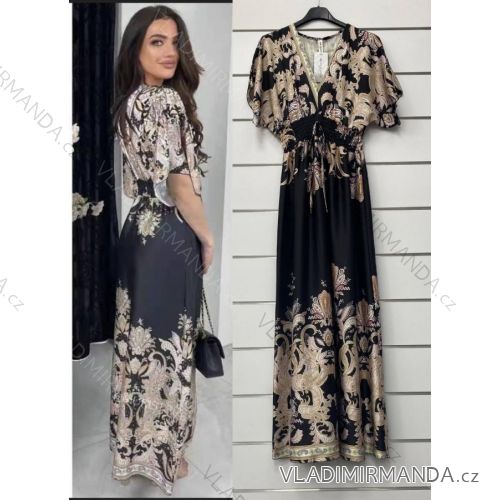 Šaty letné dlhé krátky rukáv dámske (S/M ONE SIZE) TALIANSKA MÓDA IMWA222830