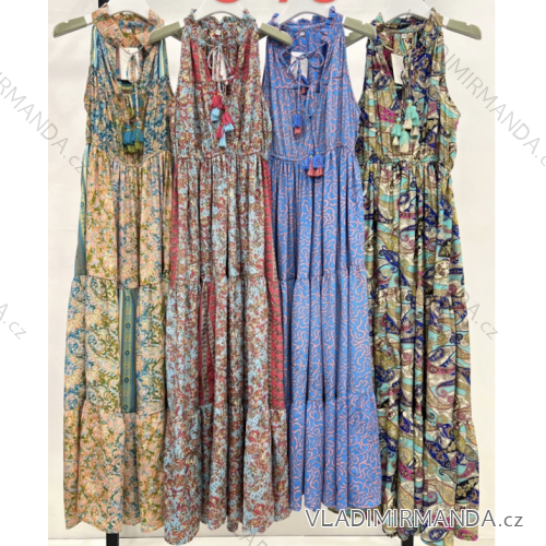 Šaty dlhé letné bez rukávov dámske (S/M ONE SIZE) INDICKÁ MÓDA IMPEM22G73