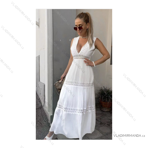 Šaty dlhé letné krajkové bez rukávov dámske (S/M ONE SIZE) TALIANSKA MÓDA IMPEM2226188