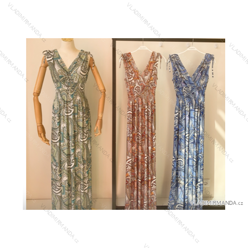 Šaty dlhé letné bez rukávov dámske (S/M ONE SIZE) INDICKÁ MÓDA IMPEM22FWS56-20