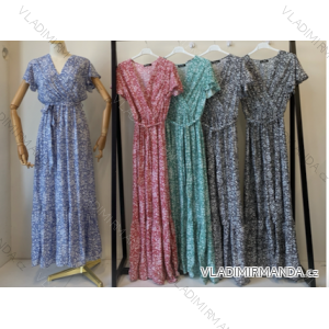 Šaty dlhé letné krátky rukáv dámske (S/M ONE SIZE) INDICKÁ MÓDA IMPEM22PL5620