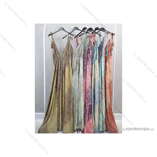 Šaty dlhé letné na ramienka dámske (S/M ONE SIZE) INDICKÁ MÓDA IMPEM227128