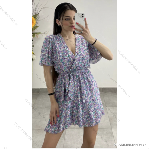 Šaty letné krátky rukáv dámske (S/M ONE SIZE) TALIANSKA MÓDA IMPLS2223332