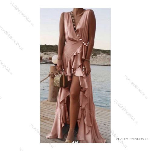 Šaty dlhé elegantné letné bez rukávov dámske (S/M ONE SIZE) TALIANSKA MÓDA IMPLS2213007